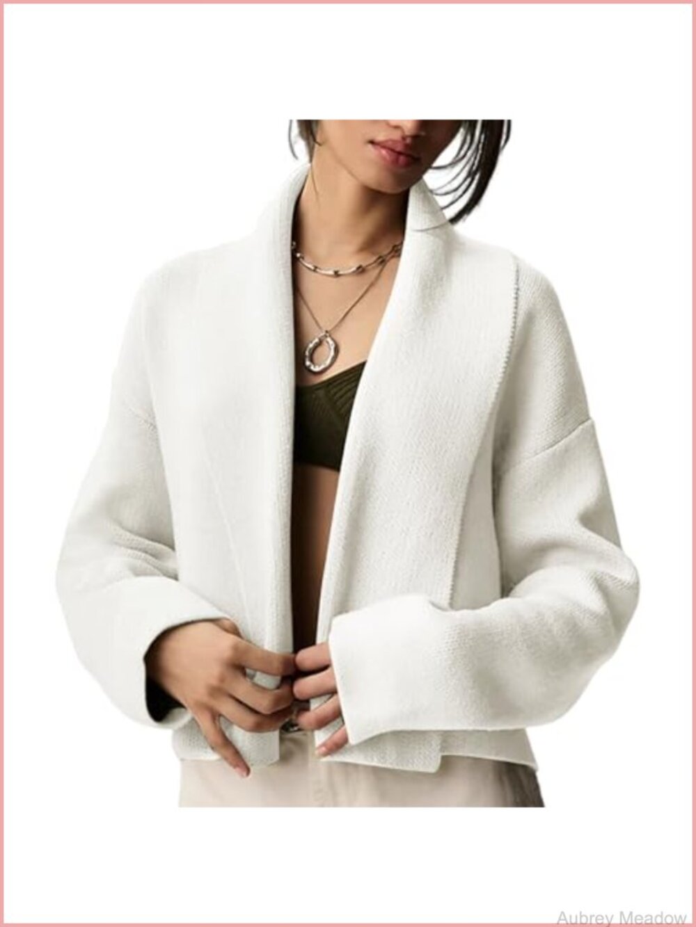 Cropped Oversized Chunky Knit Cardigan Sweater Coatigan Lapel Open Front